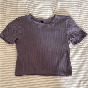 Zara Purple Fitted Crop T-Shirt